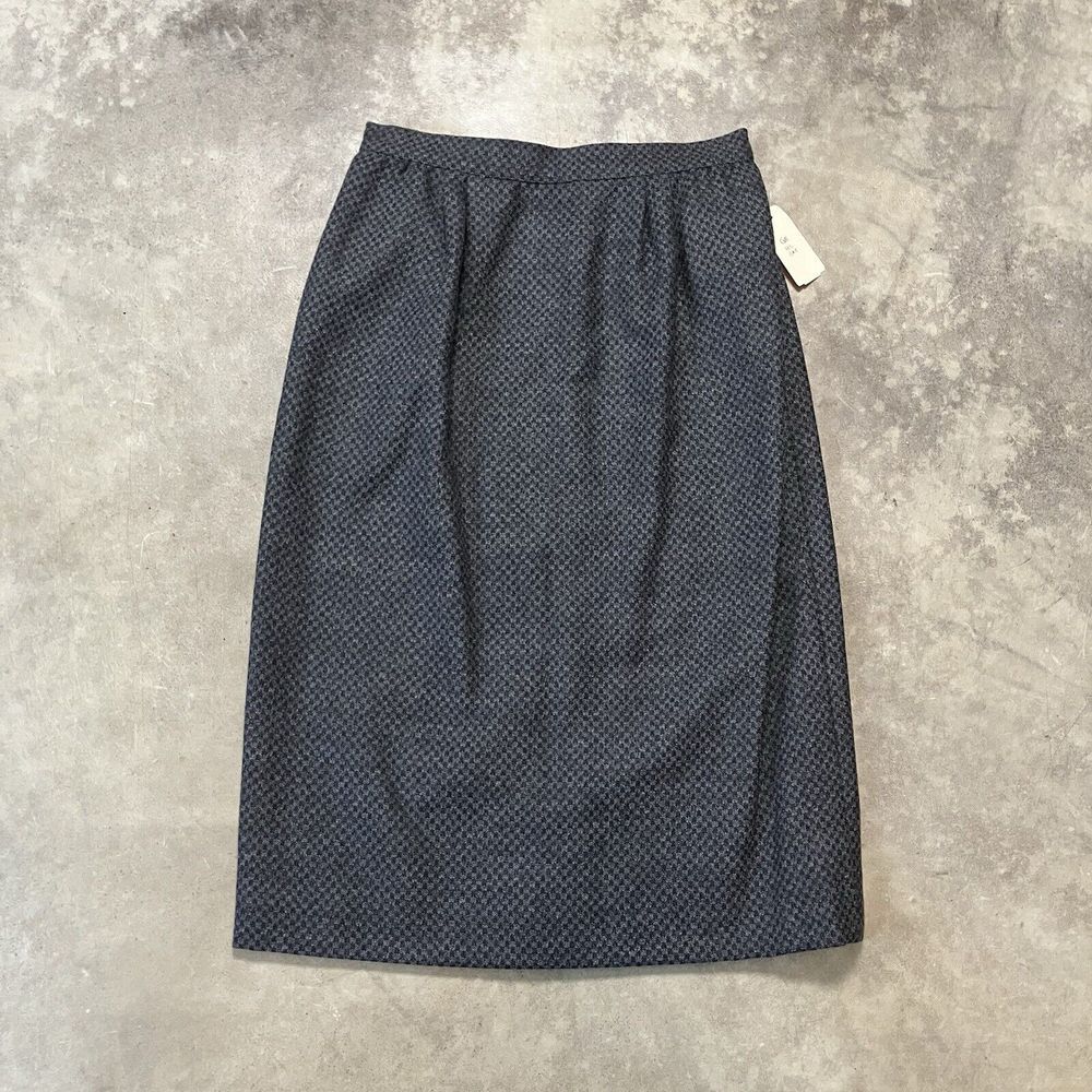 Valentino Boutique Pencil Skirt Womens 6 Gray Houndstooth Wool‎ Blend Office
